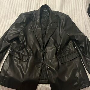 Black Leather Jacket with Pockets